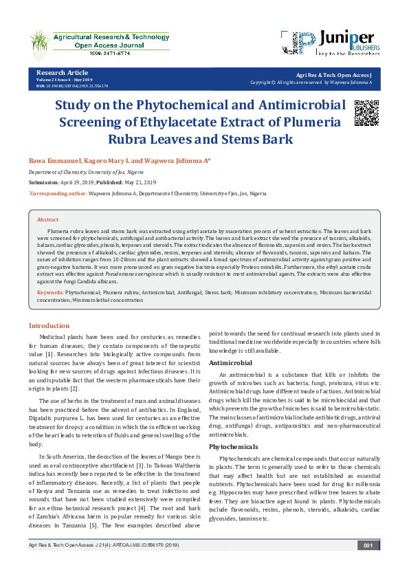 (PDF) Study on the Phytochemical and Antimicrobial Screening of ...