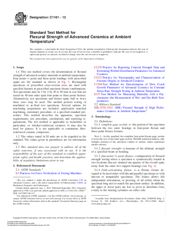 (PDF) Standard Test Method for Flexural Strength of Advanced Ceramics ...