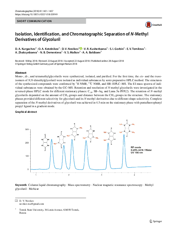 (PDF) Isolation, Identification, and Chromatographic Separation of N ...