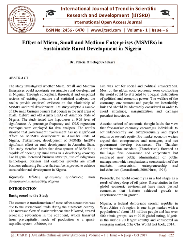 (PDF) Effect of Micro, Small and Medium Enterprises (MSMEs) in ...