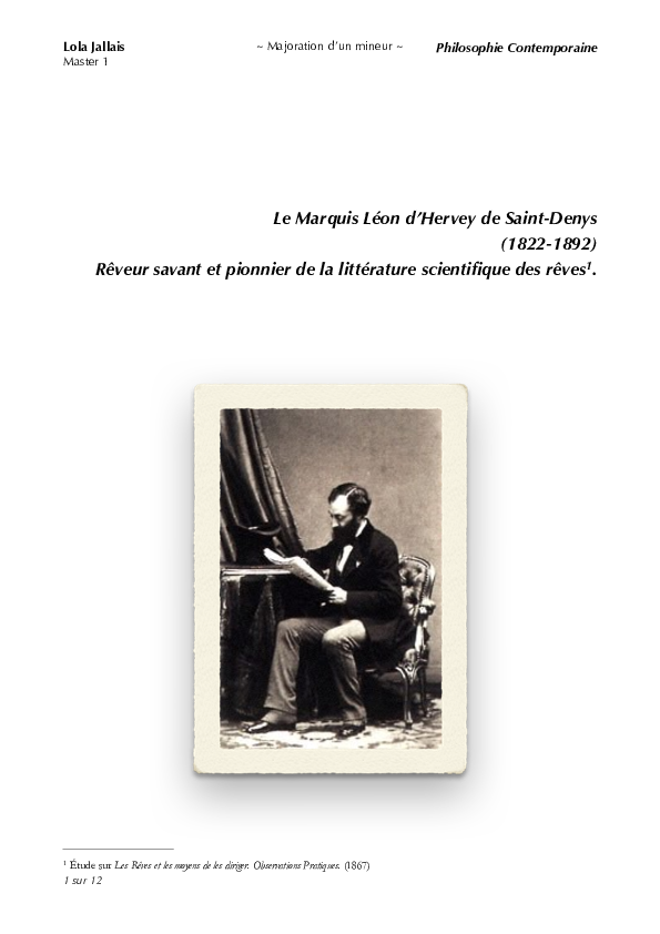 Le Marquis Léon d’Hervey de SaintDenys (18221892) Rêveur savant et