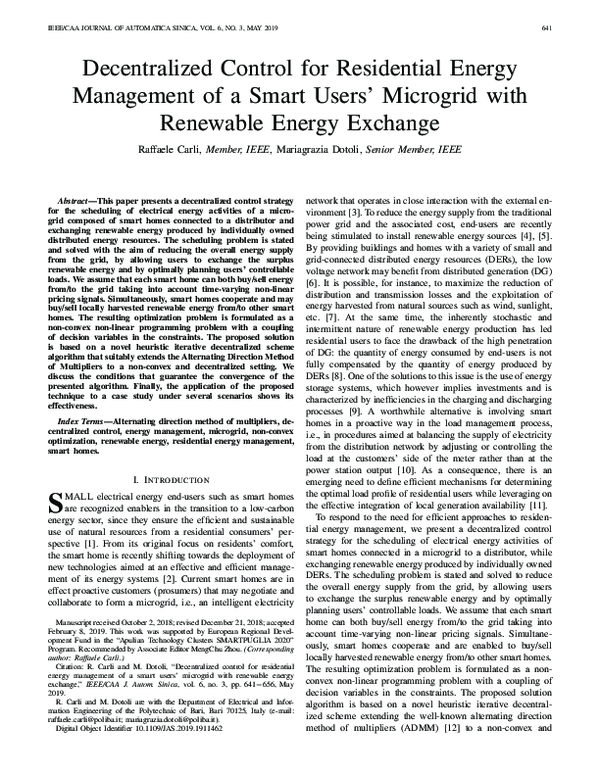 (PDF) Decentralized Control for Residential Energy Management of a ...