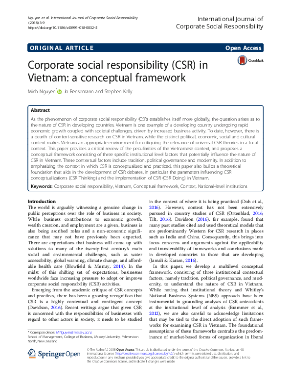 (PDF) Corporate social responsibility (CSR) in Vietnam: a conceptual ...