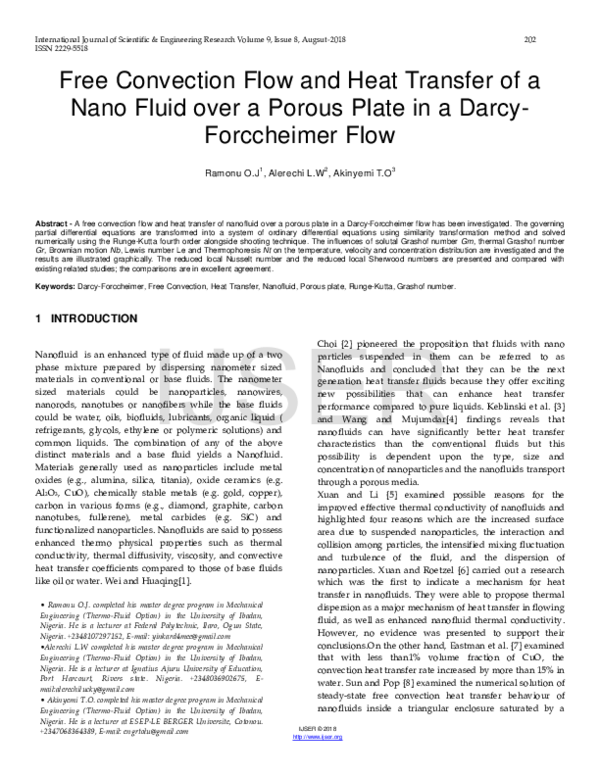 (PDF) Free Convection Flow and Heat Transfer of a Nano Fluid over a ...