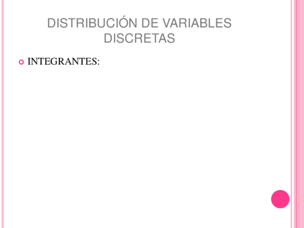 (PPT) DISTRIBUCIÓN DE VARIABLES DISCRETAS