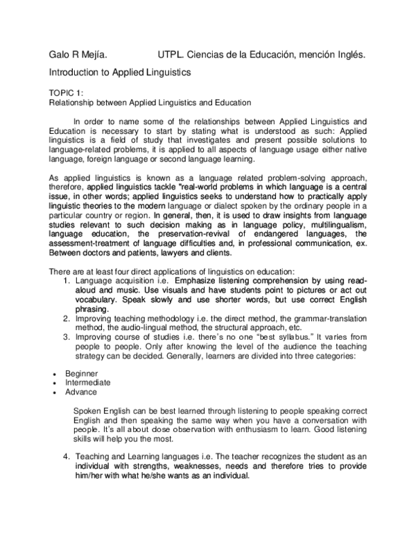 Importance of applied linguistics to language teaching picture