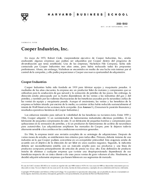 (PDF) Cooper Industries, Inc., Spanish Version Leonardo Acuña
