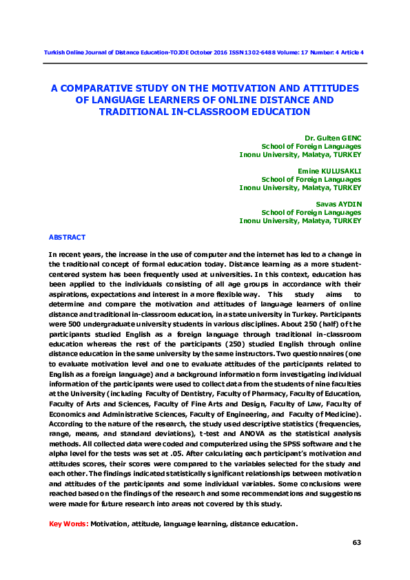 (PDF) A COMPARATIVE STUDY ON THE MOTIVATION AND ATTITUDES OF LANGUAGE ...