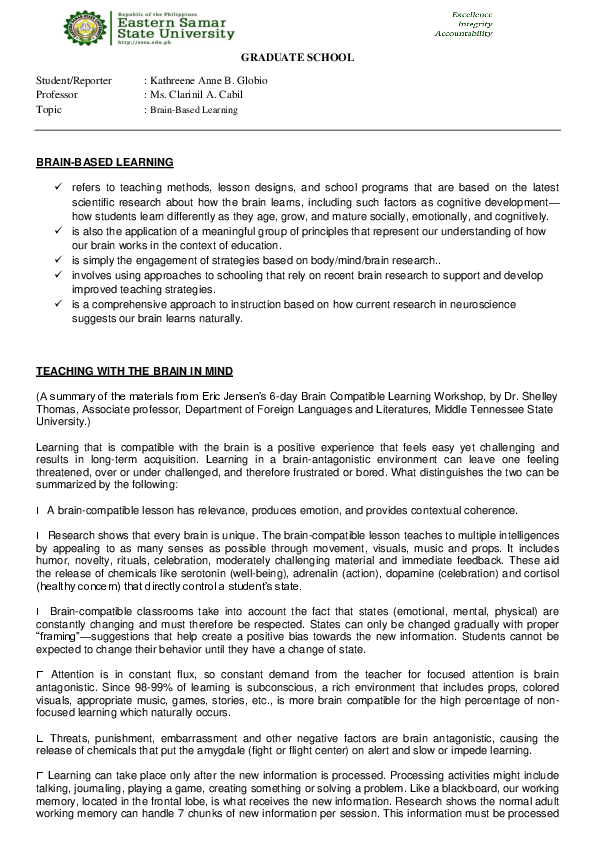 (DOC) BRAIN-BASED LEARNING