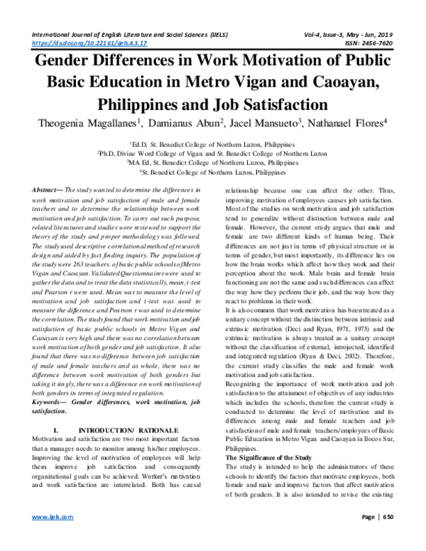 (PDF) Gender Differences in Work Motivation of Public Basic Education ...
