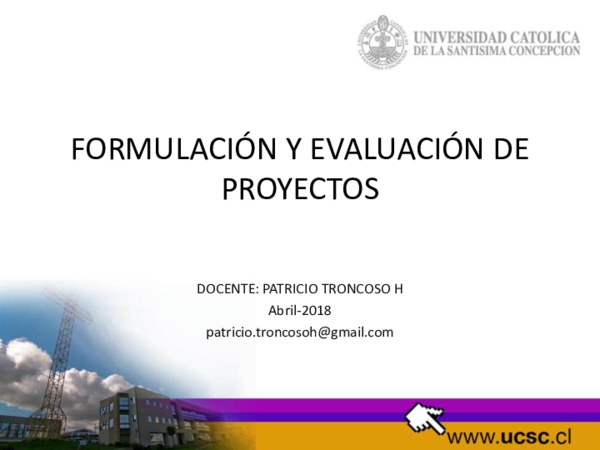(PDF) FORMULACIÓN Y EVALUACIÓN DE PROYECTOS