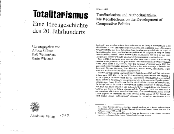 I-A-255 Totalitarianism and Authoritarianism: My Recollections on the Development of Comparative Politics
