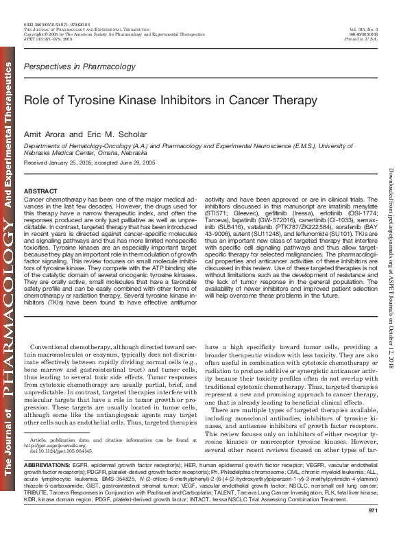(PDF) Role of Tyrosine Kinase Inhibitors in Cancer Therapy