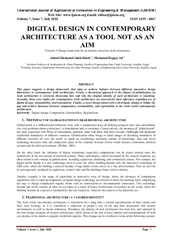 (PDF) P8 Digital design IN Contemporary Architecture As A Tool Not As ...