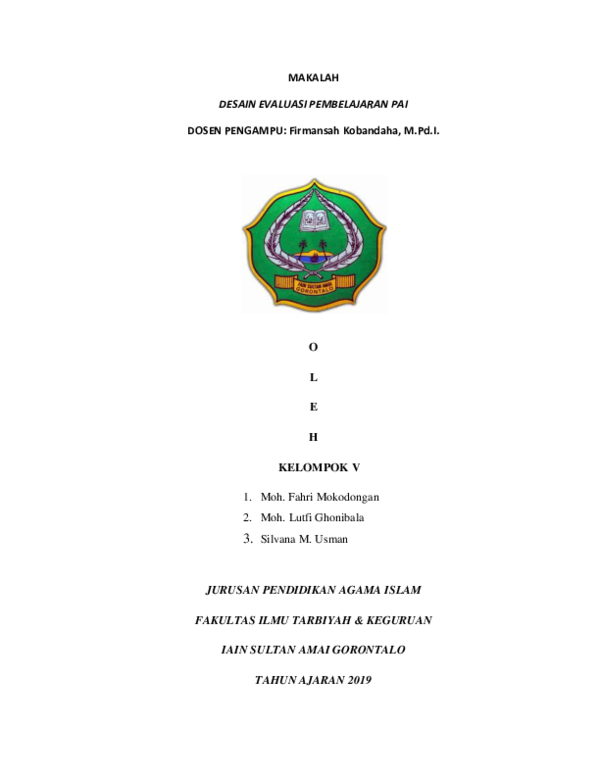 Doc Kelompok 5 Desain Evaluasi Pembelajaran Pai Eka Wahyuni Moha Academia Edu Doc Kelompok 5 Desain Evaluasi Pembelajaran Pai Eka Wahyuni Moha Academia Edu