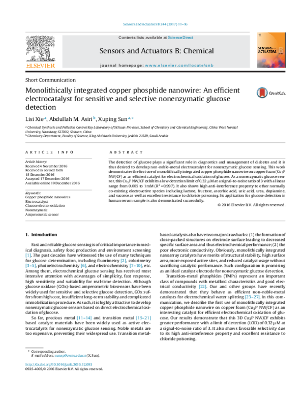 (PDF) Sensors and Actuators B 244 (2017) 11 Abdullah M. Asiri