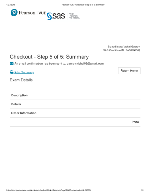 (PDF) Pearson VUE SAS Vishal Gaurav Academia.edu