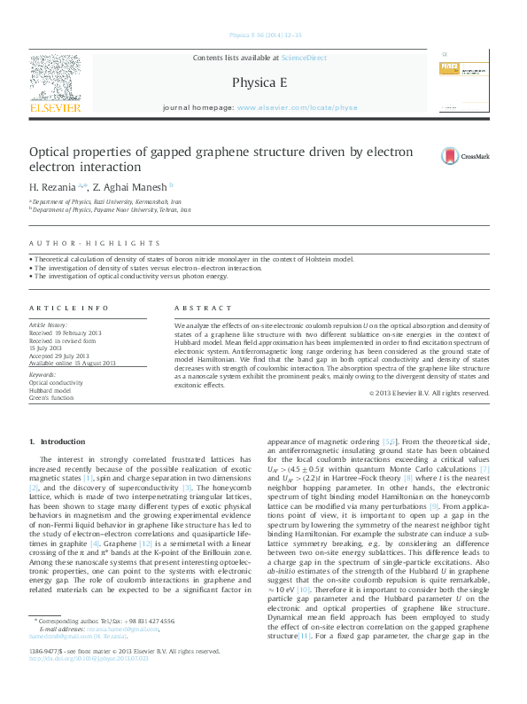 (PDF) Optical properties of gapped graphene structure driven by ...