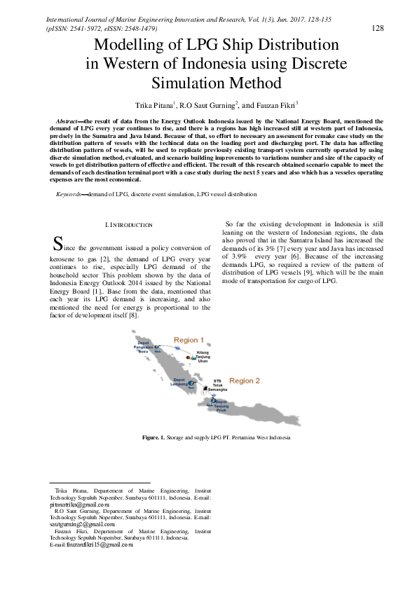 (PDF) Modelling of LPG Ship Distribution in Western of Indonesia using ...