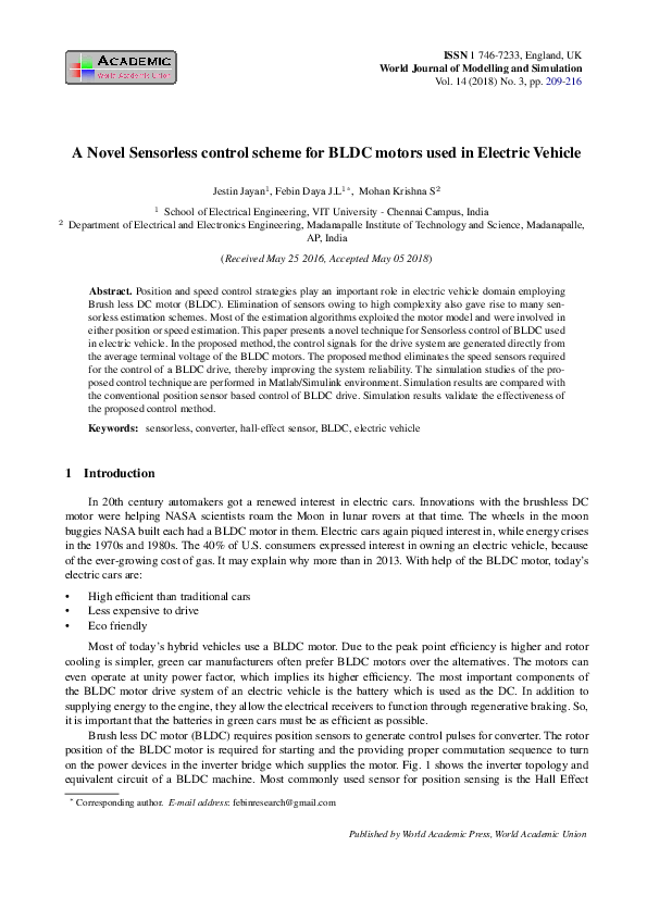 (PDF) A Novel Sensorless control scheme for BLDC motors used in ...