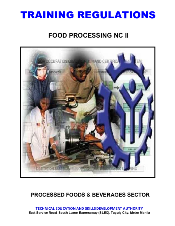 (PDF) FOOD PROCESSING NC II PROCESSED FOODS & BEVERAGES SECTOR TRAINING