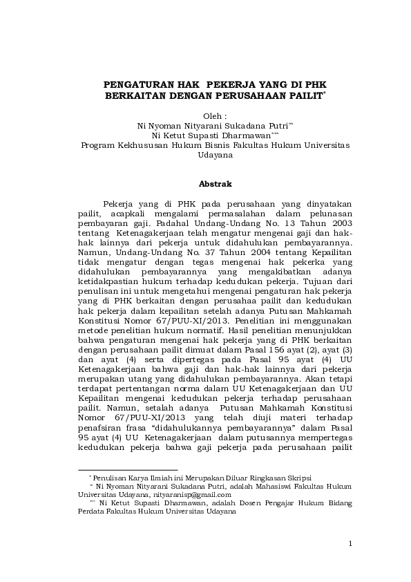 Skripsi Fakultas Hukum Unud Ide Judul Skripsi Universitas