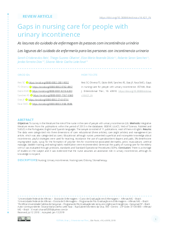 (PDF) Nursing care to the elderly with urinary incontinence | Ilma ...