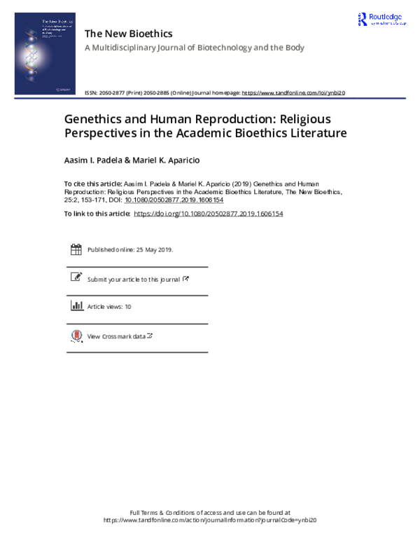 (PDF) Genethics and Human Reproduction: Religious Perspectives in the ...