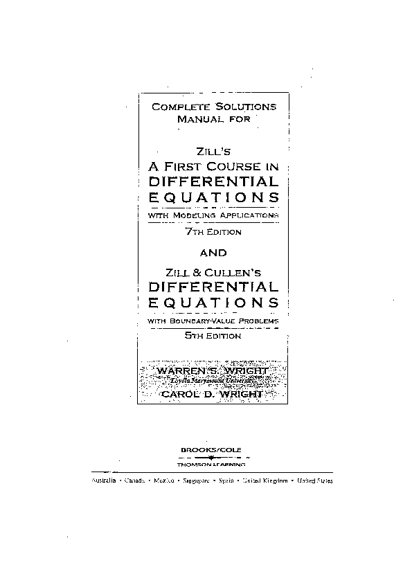 Pdf Complete Solutions Differential Equations With Modeling Applications Differential Equations With Boundary Value Problems 5th Edition Juan Carlos Becerra Linares Academia Edu