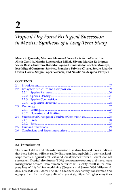 (PDF) 2 Tropical Dry Forest Ecological Succession in Mexico: Synthesis ...