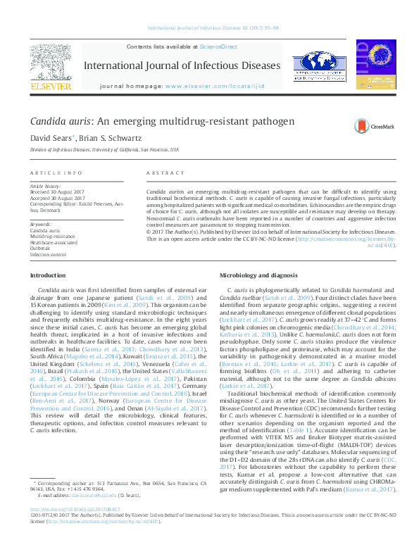 (PDF) Candida auris: An emerging multidrug-resistant pathogen