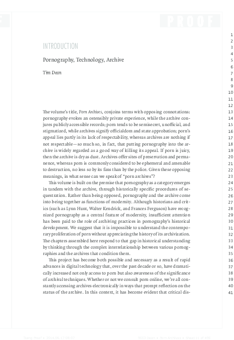 INTRODUCTION Pornography, Technology, Archive