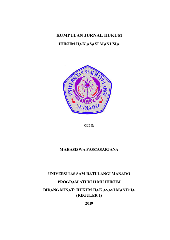 (PDF) KUMPULAN JURNAL HUKUM HUKUM HAK ASASI MANUSIA MAHASISWA