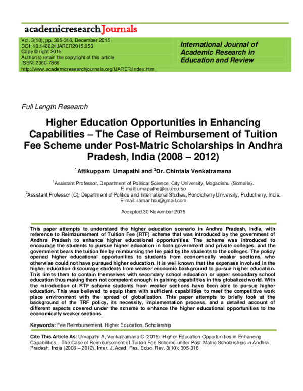 (PDF) Capabilities -The Case of Reimbursement of Tuition Fee Scheme ...