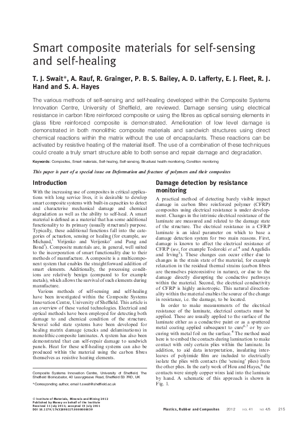 (PDF) Smart composite materials for self-sensing and self-healing
