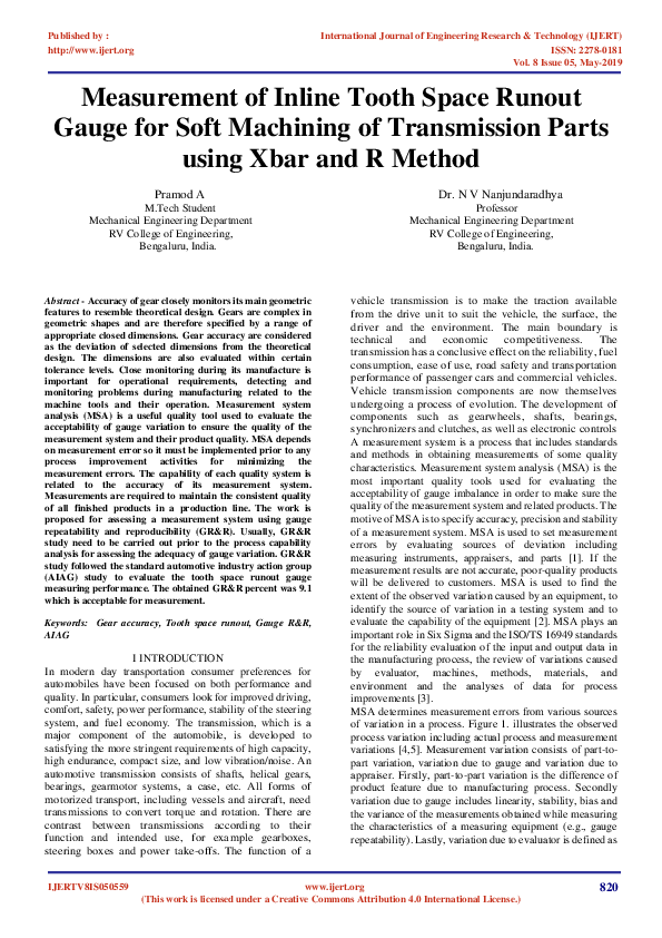 (PDF) IJERTMeasurement of Inline Tooth Space Runout Gauge for Soft