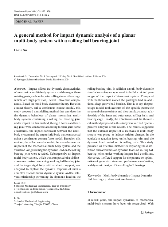 (PDF) A general method for impact dynamic analysis of a planar multi ...