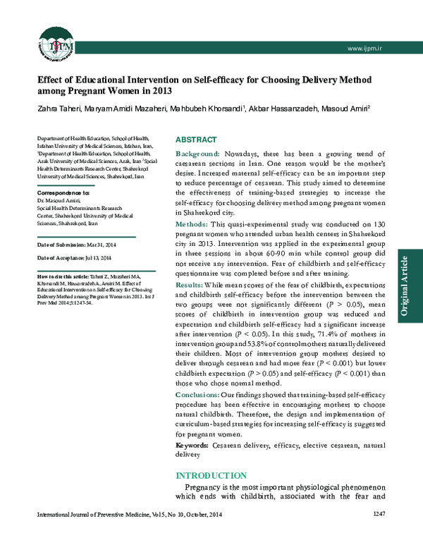(PDF) Effect of Educational Intervention on Self-efficacy for Choosing ...