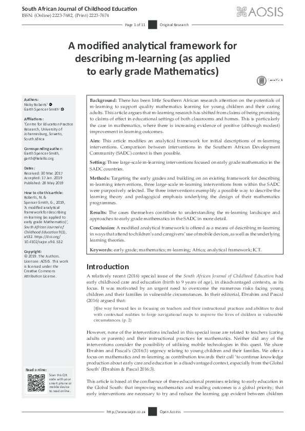 (PDF) A modified analytical framework for describing m-learning (as ...