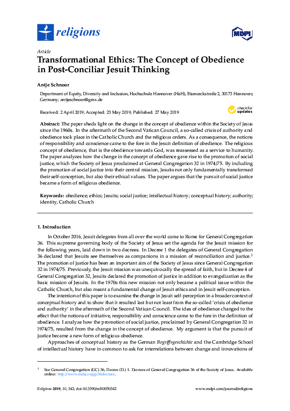 (PDF) Transformational Ethics The Concept of Obedience in Post