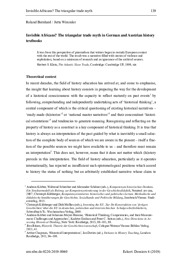 (PDF) Invisible Africans? The triangular trade myth in German and