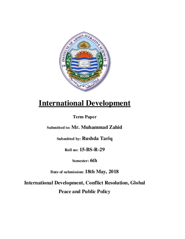 (PDF) International Development Term Paper International Development ...