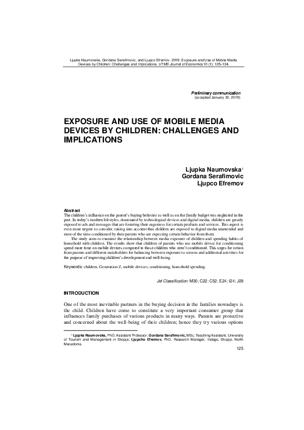 (PDF) EXPOSURE AND USE OF MOBILE MEDIA DEVICES BY CHILDREN: CHALLENGES ...
