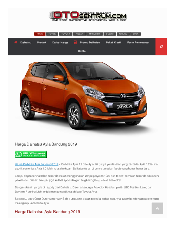 Brosur Harga Mobil Ayla 2019