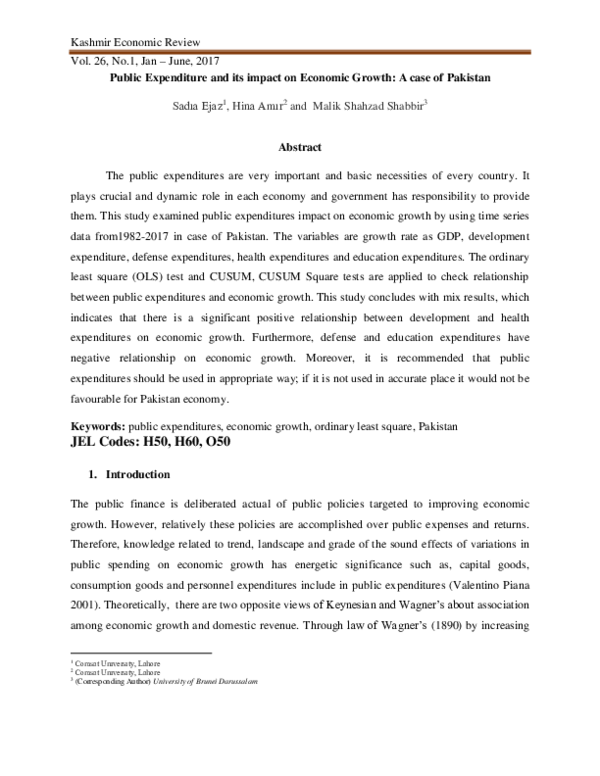 (PDF) Public Expenditure and its impact on Economic Growth: A case of ...