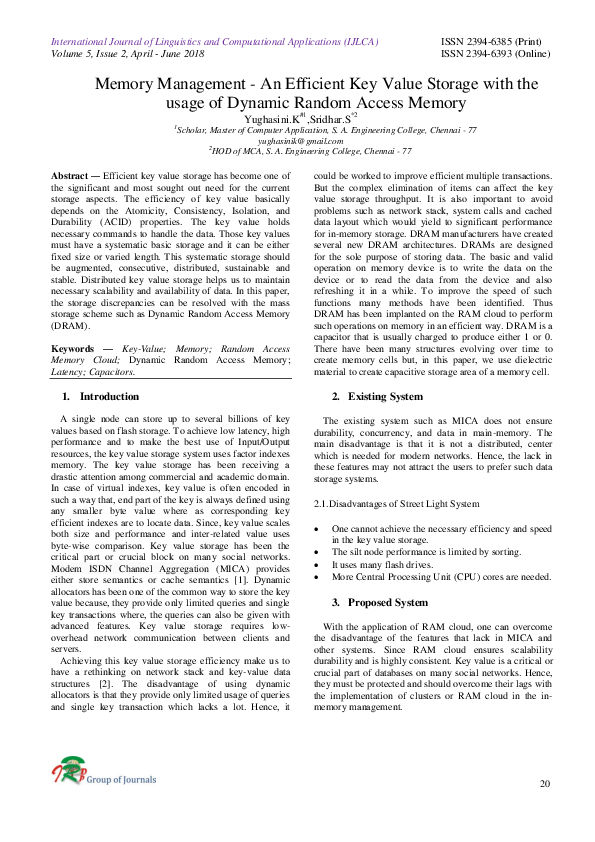 (PDF) Memory Management -An Efficient Key Value Storage with the usage ...