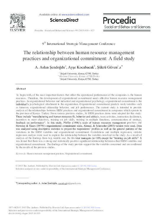 (PDF) The Relationship between Human Resource Management Practices and ...
