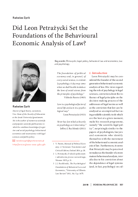 (PDF) Did Leon Petrażycki Set the Foundations of the Behavioural