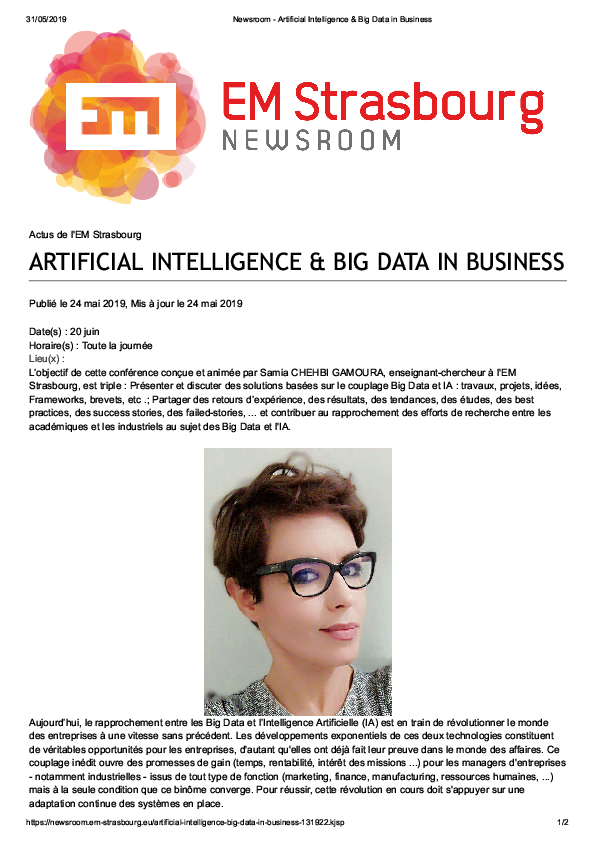 (PDF) Conference in Artificial Intelligence & Big Data in Business