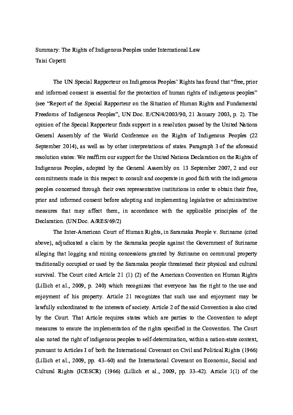 (PDF) The rights of indigenous peoples under international law